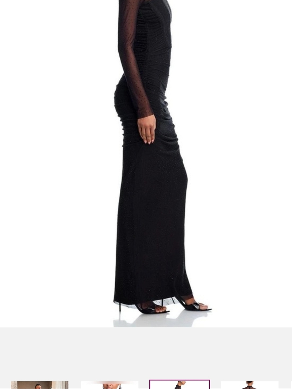 Black Halo Lexington Long Sleeve Mesh Evening Gown - Picture 3 of 16